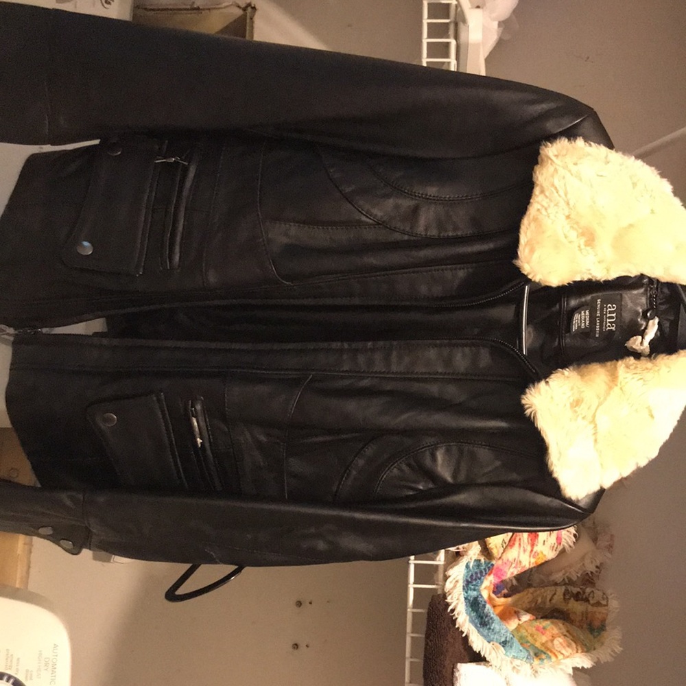 A.n.a Genuine Lambskin Black Leather Jacket - Picture 6 of 11